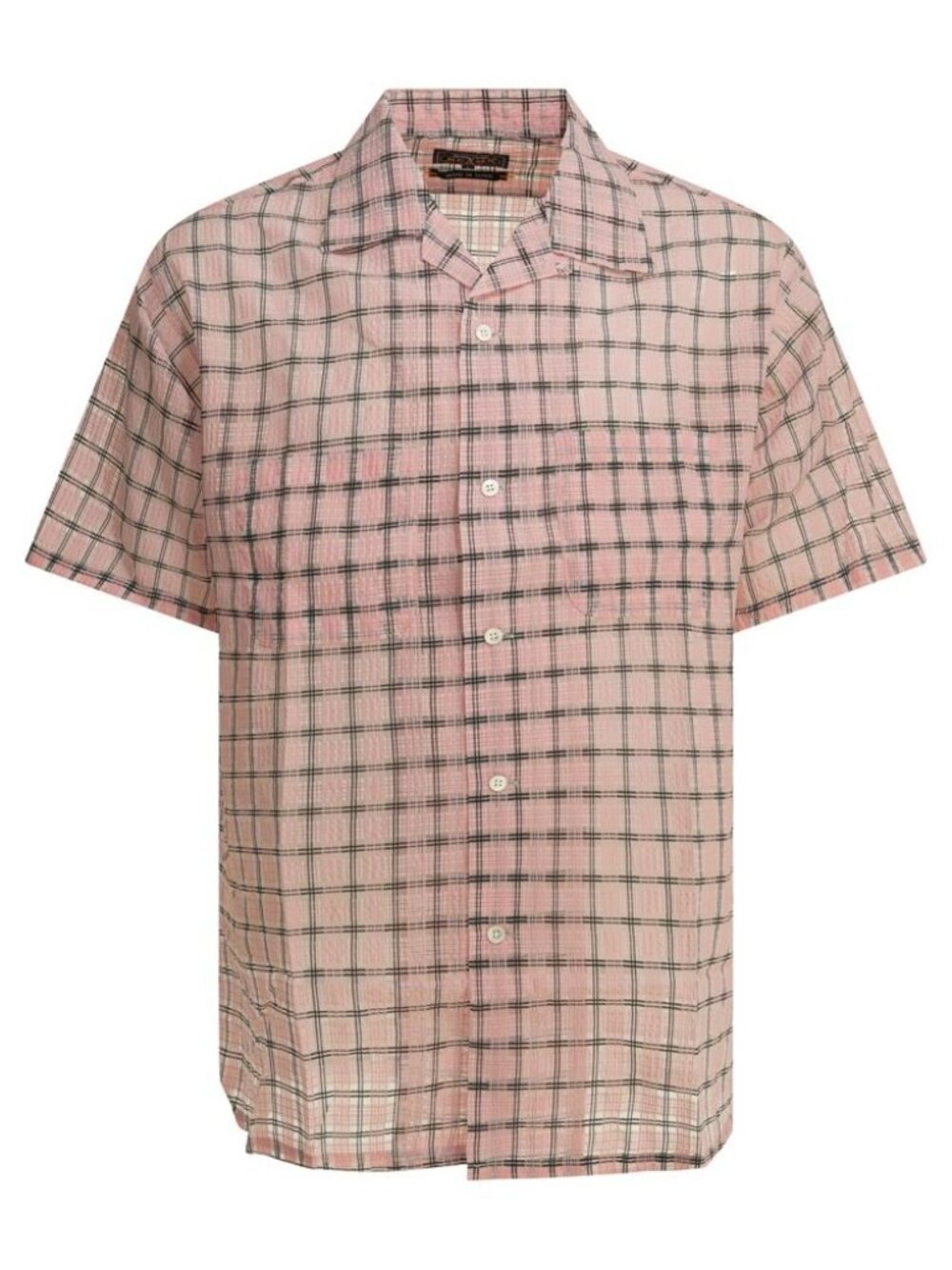 Beams Plus Open Collar Nylon Airy Plaid Casual Shirt Tag Size S Men